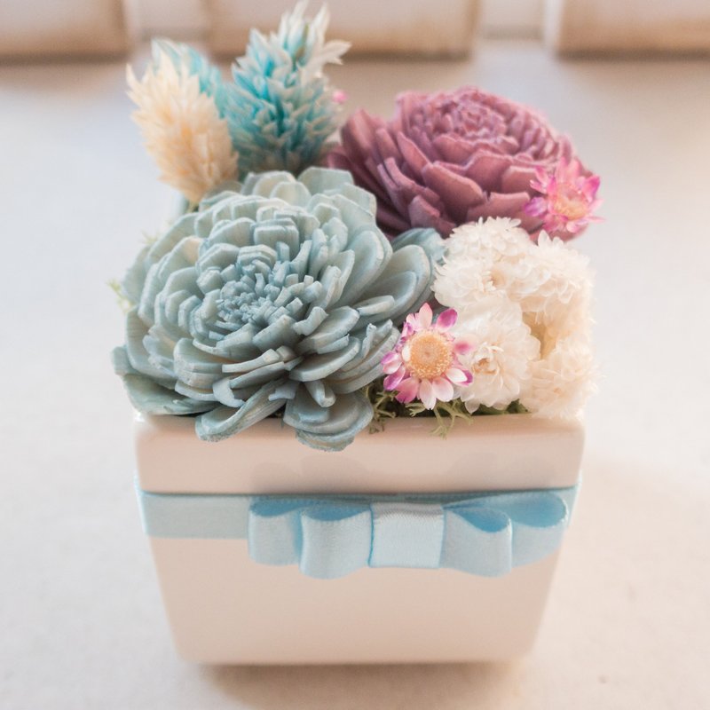 圣诞节礼盒交换礼物树花圈 法式香颂9号 梦幻宁谧 生日情人盆花束 - 干燥花/捧花 - 植物．花 蓝色