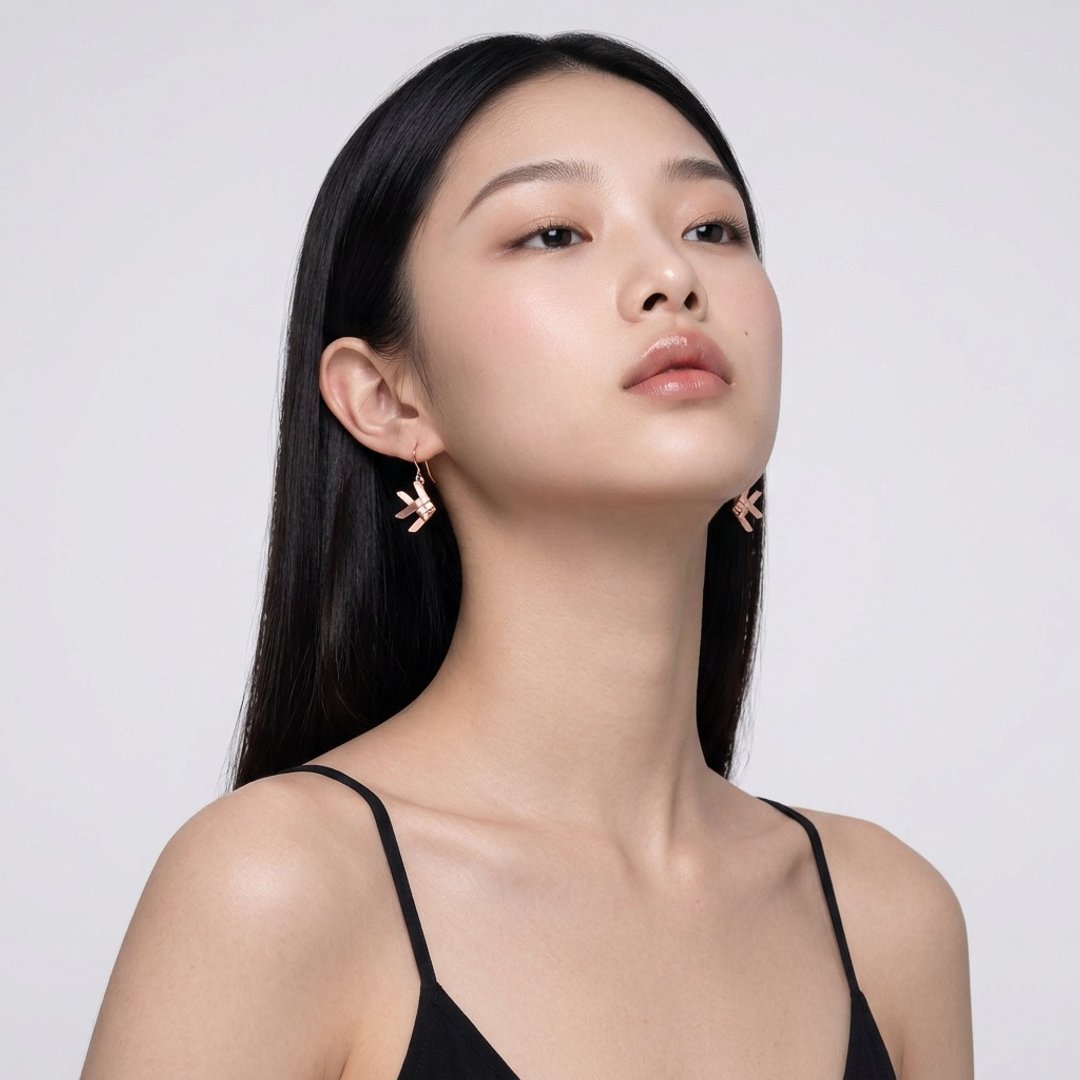 编织鲤鱼耳环，99.9 纯银 S 尺寸，18K 玫瑰金电镀 - 耳环/耳夹 - 银 粉红色