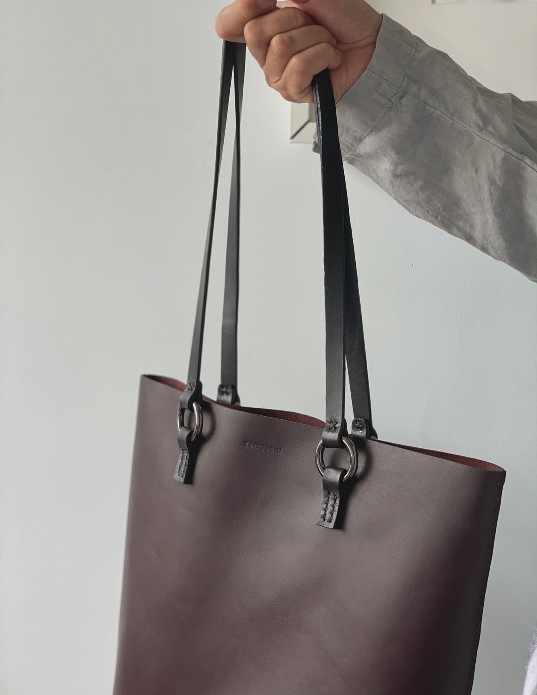 Zemoneni 全手作 限量 黑色朱古力 超大 肩背包 托特包 tote 香港 - 侧背包/斜挎包 - 真皮 咖啡色