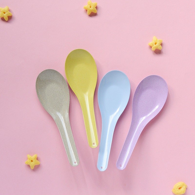 彩虹色汤匙(一组四色)::灰黄蓝紫 - 餐刀/叉/匙组合 - 珐琅 多色