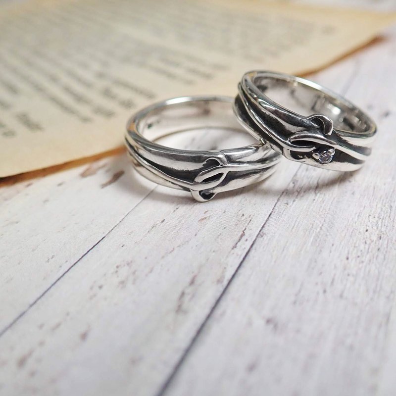 【比法一生】纯银情侣对戒—交织 纯银925手作饰品 - 对戒 - 银 银色