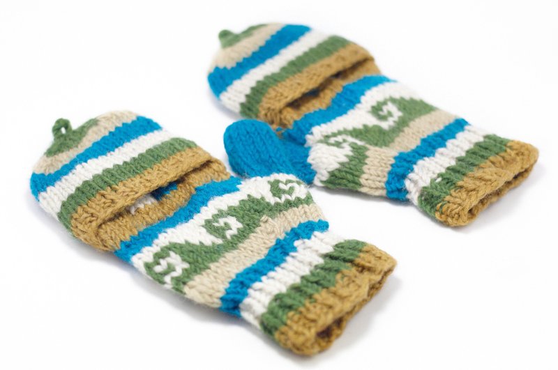 情人节快乐 限量一件针织纯羊毛保暖手套 / 2ways手套 / 露趾手套 / 内刷毛手套- 天空与森林 - 手套 - 其他材质 多色