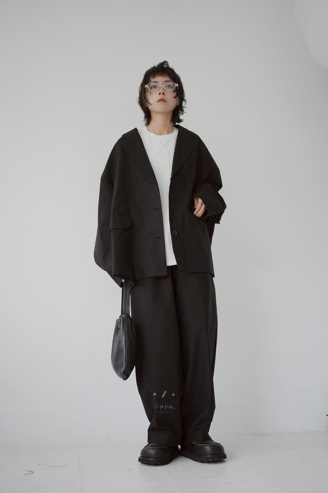 压扁扁可颂 light 套装 - (外套裤子可拆售) - 黑 - 女装西装外套/风衣 - 其他人造纤维 黑色