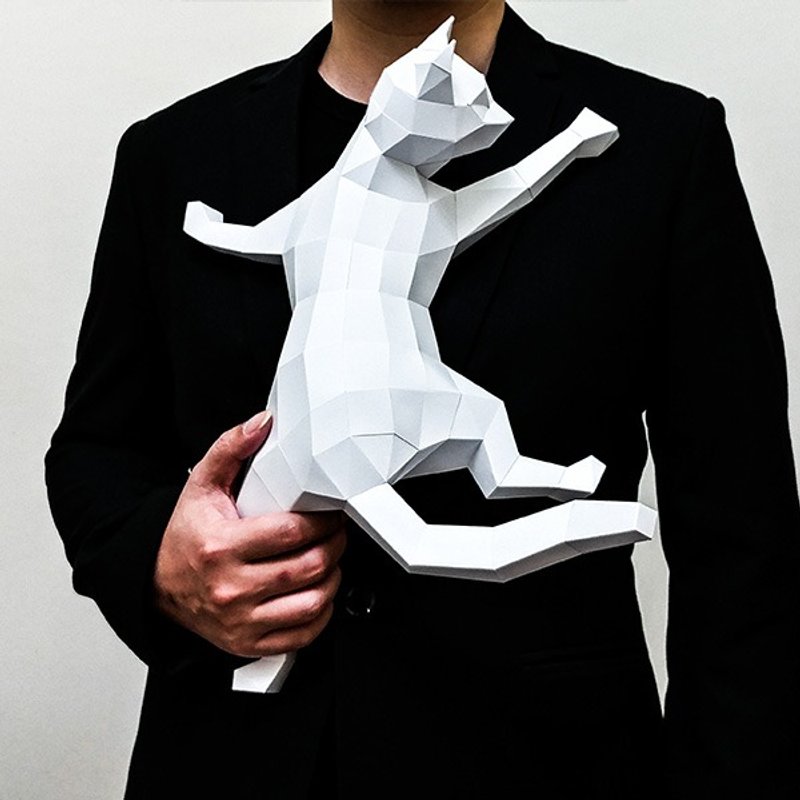 匠纸正版_DIY材料包_手作_纸模型_撒娇的猫摆饰 - 木工/竹艺/纸艺 - 纸 白色