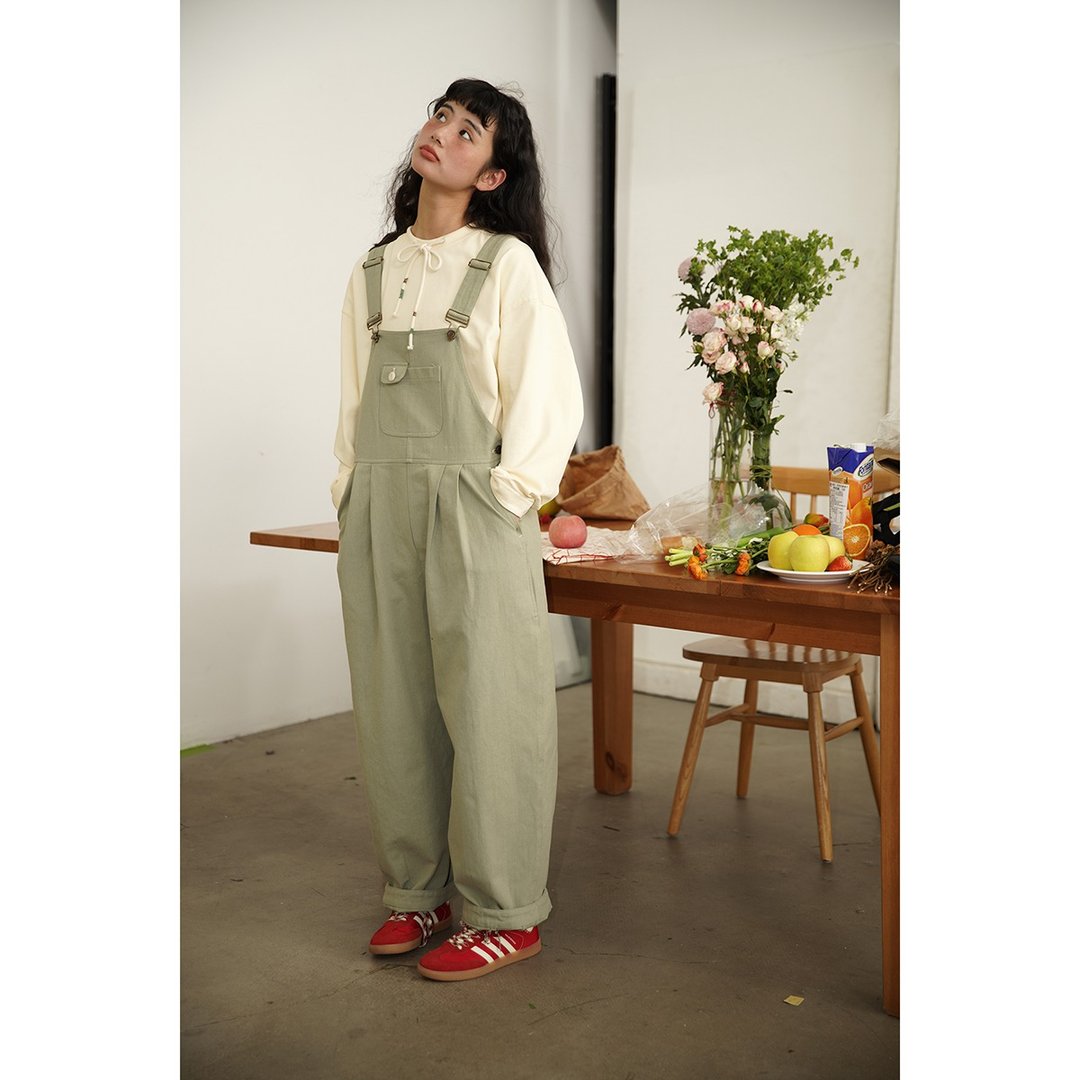 odd maker画家背带裤日系古着感宽松设计感春夏长裤外穿休闲裤子 - 背带裤/连体裤 - 棉．麻 