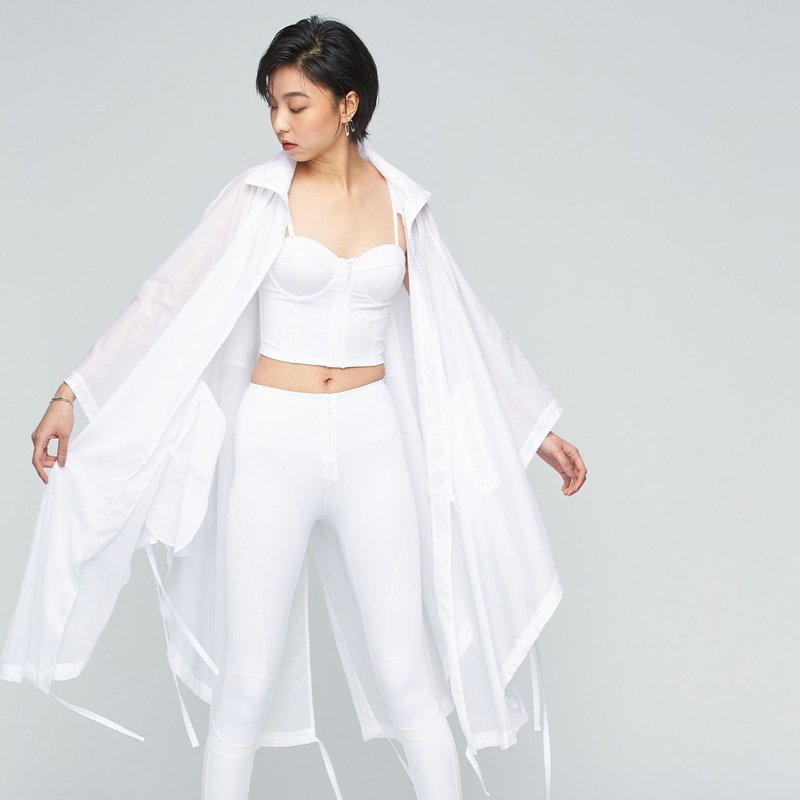 不可退换 /防泼水极轻量抽绳斗篷(中性)-量子白 - 女装休闲/机能外套 - 聚酯纤维 白色