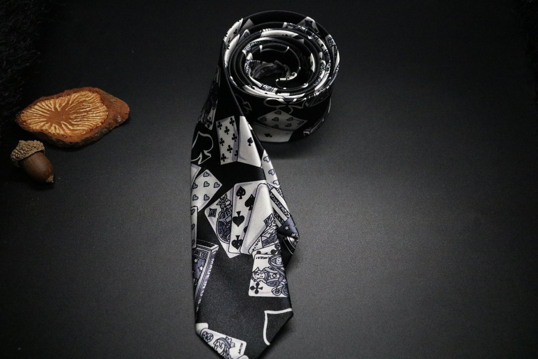 魔幻扑克牌魔术师超窄版领带/丝质necktie - 领带/领带夹 - 丝．绢 多色