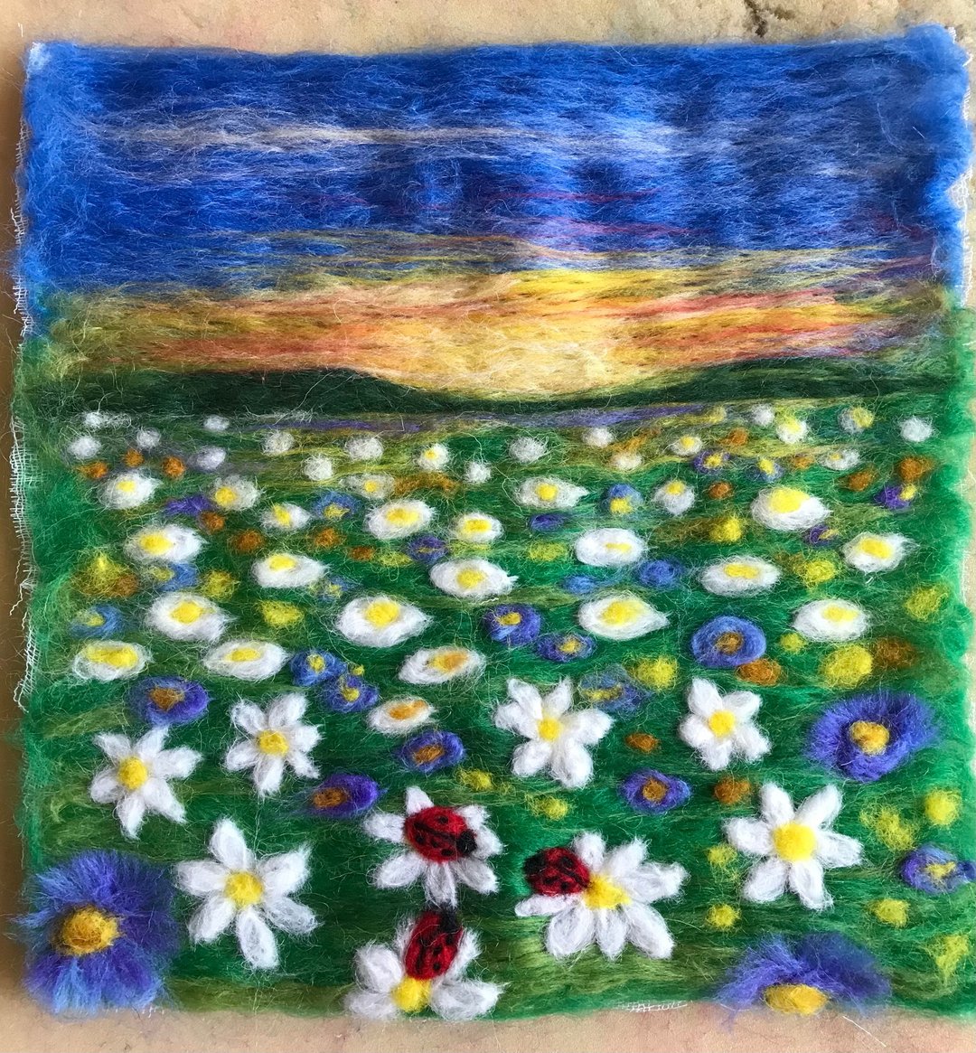 Ladybug     hand made felted wool art - wall art - 墙贴/壁贴 - 羊毛 多色