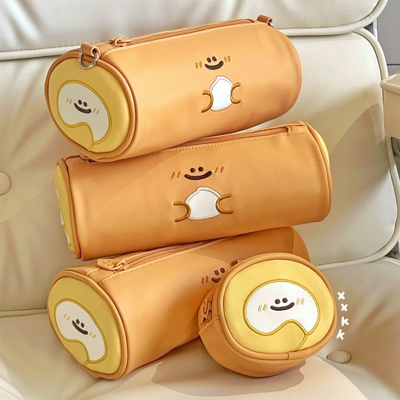 蛋糕卷手繪兩用包 / 筆袋零錢包可愛款 / 收納小物禮物 - 零钱包 - 纸 橘色