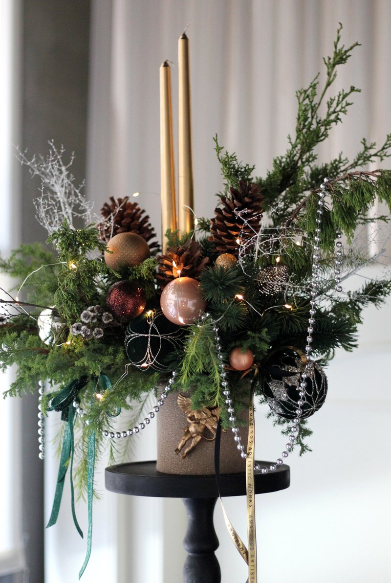 金色诗歌【新鲜诺贝松】餐桌烛台设计 - 植栽/盆栽 - 植物．花 多色