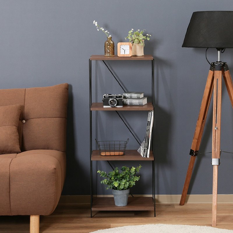 日本FUJI BOEKI 极简工业风四层置物收纳架(宽40cm)-DIY-深棕 - 置物架/篮子 - 其他金属 咖啡色