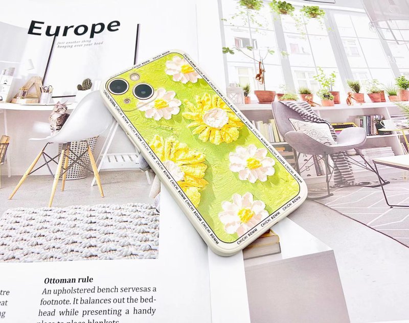 【买一送一】Apple手机壳 保护壳 iPhone 12 13 Pro 黄白雏菊 - 手机壳/手机套 - 硅胶 