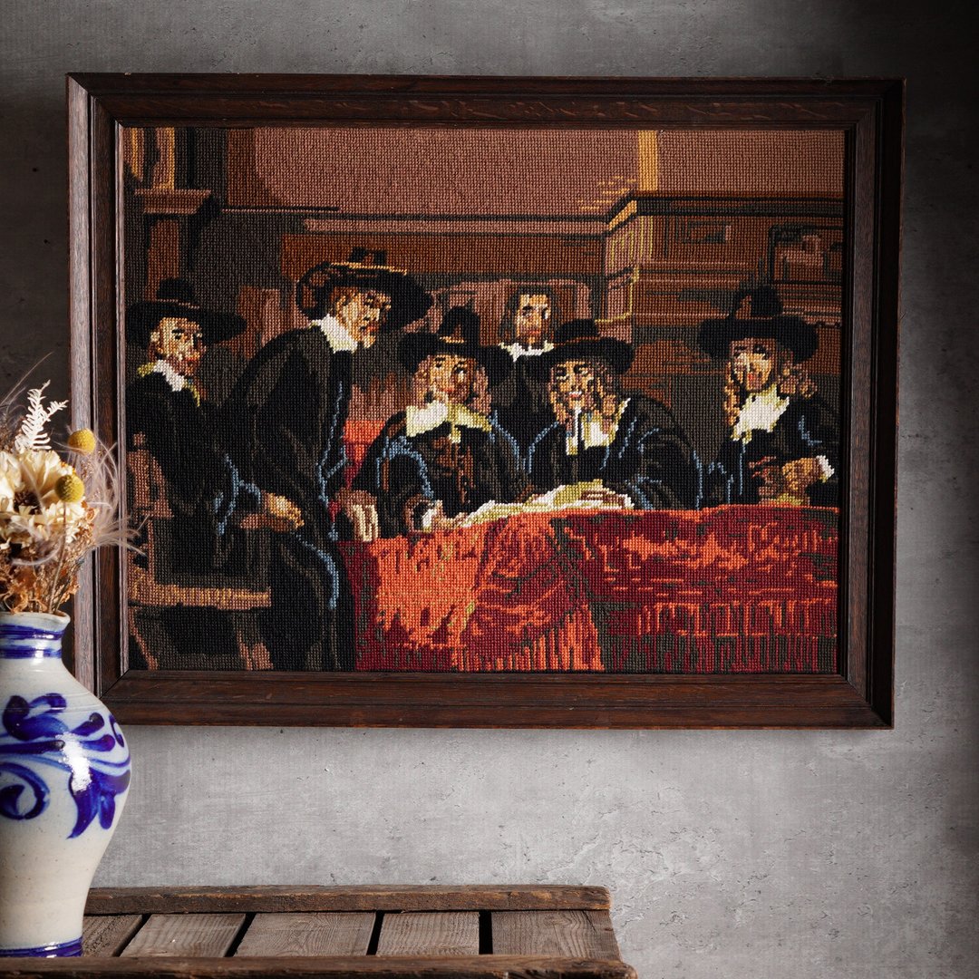荷兰林布兰Rembrandt '布艺师团体肖像画' 刺绣挂画 - 海报/装饰画/版画 - 绣线 多色