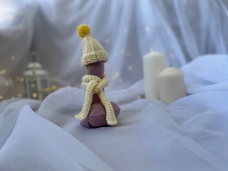 舒适的迪克帽子和围巾。公鸡袜。男士长袜填充物。 - 情趣用品 - 聚酯纤维 黄色