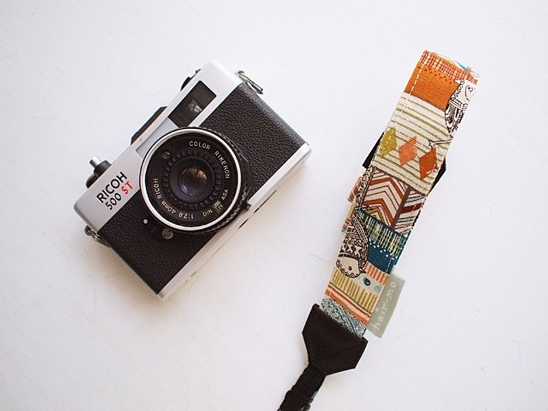 hairmo。森林鸟古着双背相机带(双小孔1) - 相机 - 棉．麻 咖啡色