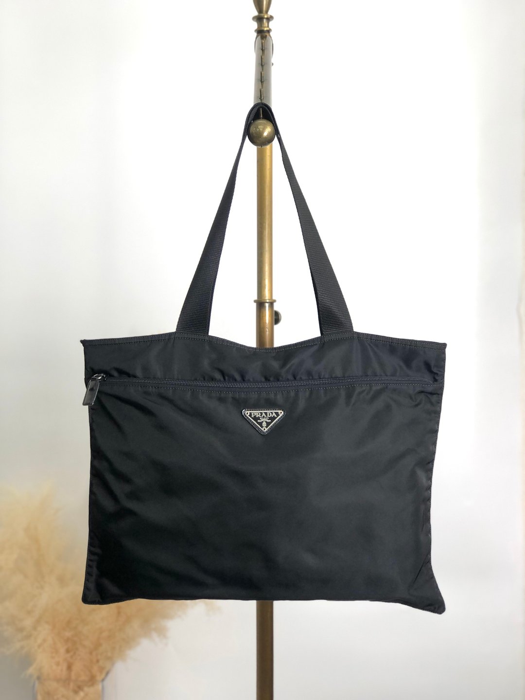 [日本直邮，全新二手包] Prada 托特包，黑三角形标志，尼龙，复古，旧款，mvmh5p - 手提包/手提袋 - 尼龙 黑色