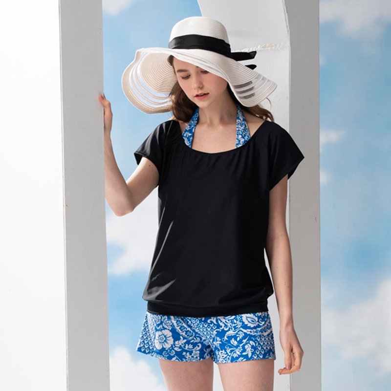 MIT 大女三件式泳装 ~5L 加大版 - 女装泳衣/比基尼 - 尼龙 蓝色