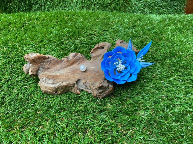 订制-凤细工手作-缠花-兰华胸针 - 胸针 - 丝．绢 蓝色