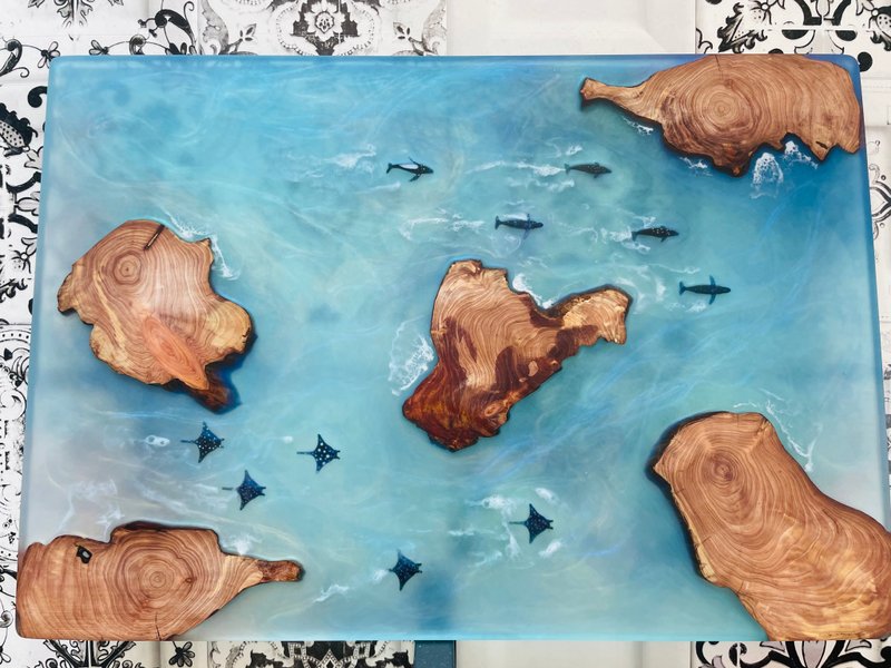龙柏海洋壁画桌子创作板 - 海报/装饰画/版画 - 树脂 蓝色