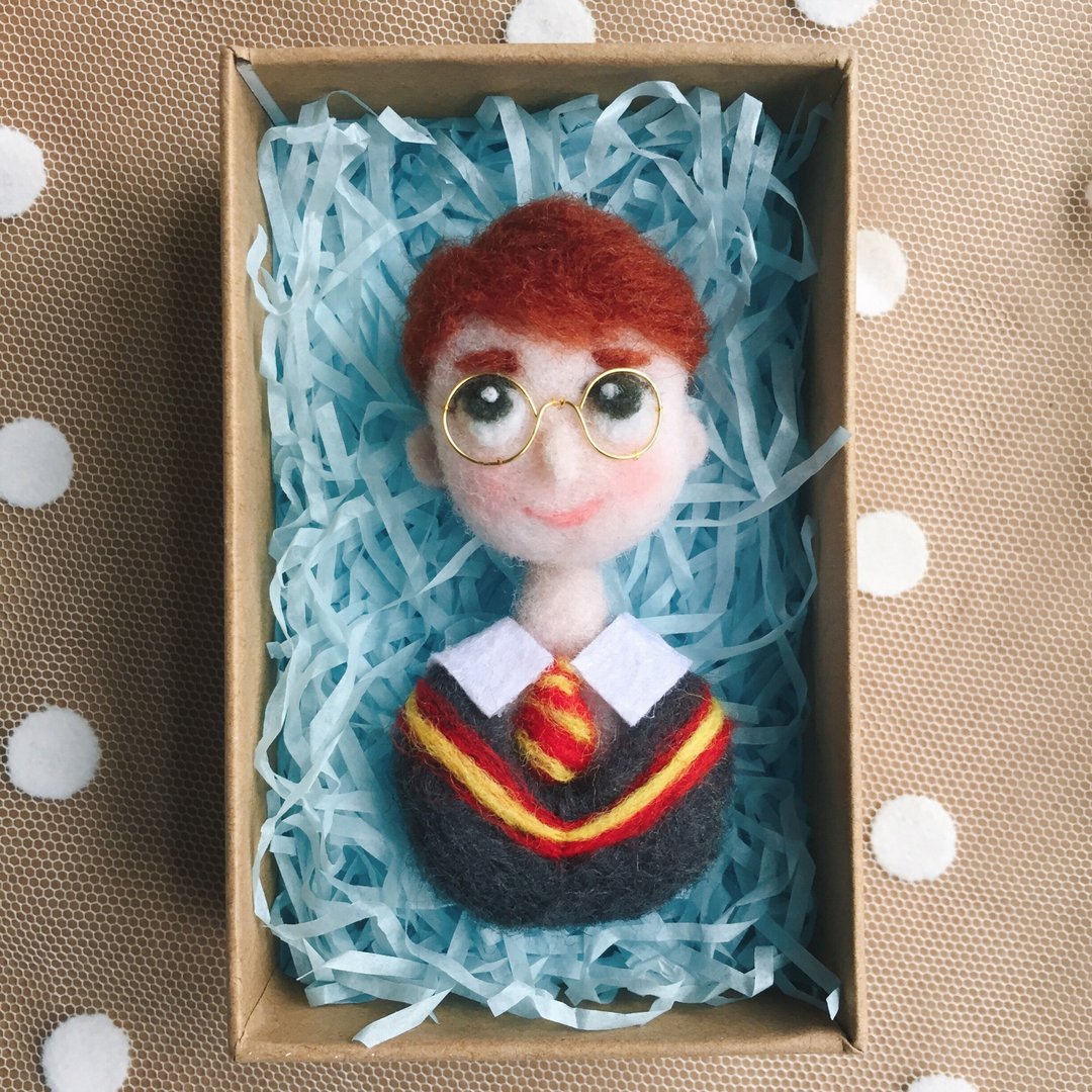 summerlol手工手作羊毛毡人偶人形胸针别针harry potter哈利波特wool felt brooch - 胸针 - 羊毛 黑色