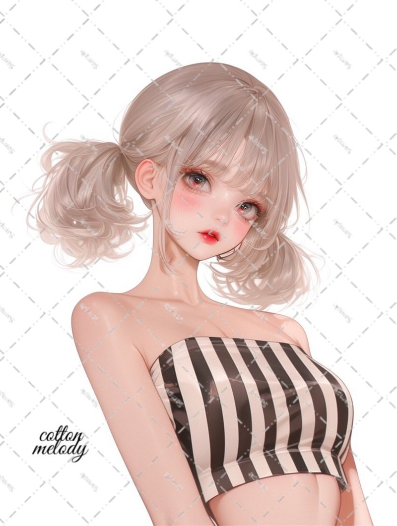 original sticker no.6243 人物贴纸 原创贴纸 人物贴纸 女孩贴纸 原创人物贴纸 - 贴纸 - 纸 