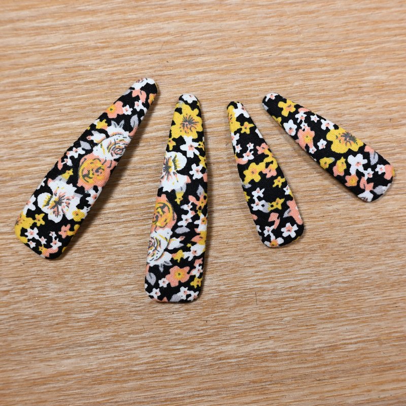 橙色碎花 啪啪发夹 - 发饰 - 棉．麻 