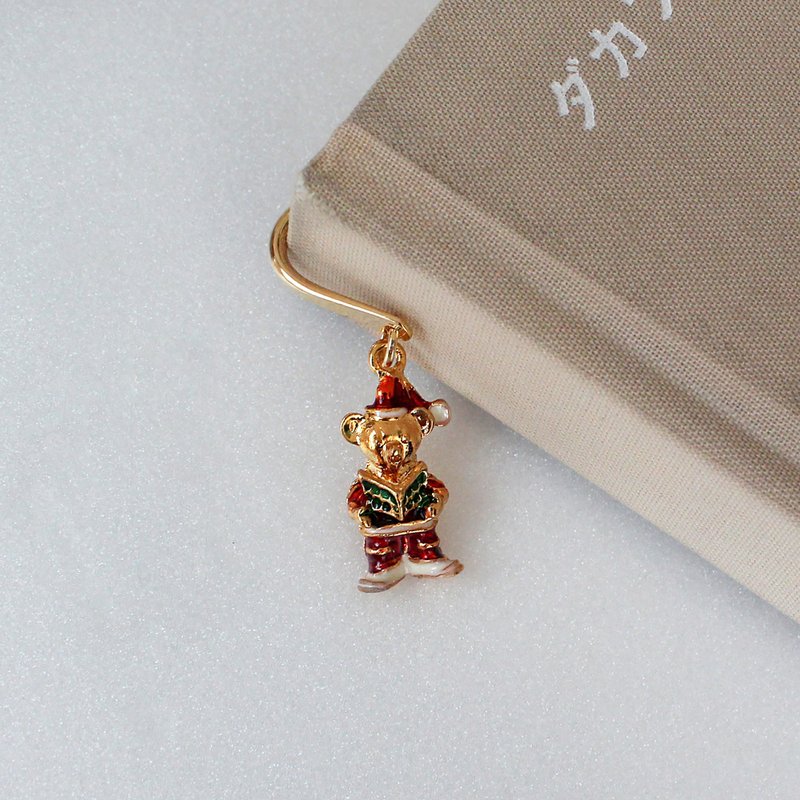 圣诞老人可爱熊魅力书签，圣诞书签 - 书签 - 其他金属 红色