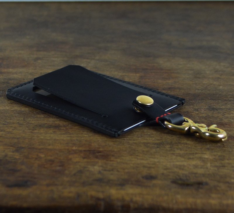 意大利协会认证植鞣革手缝gogoro卡片钥匙-悠游卡-门禁卡证件套 - 皮夹/钱包 - 真皮 黑色