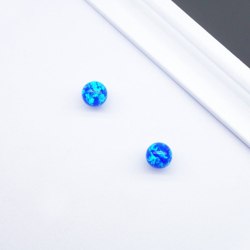 地球耳環 : earth, globe, Kyoto opal pierced earrings【Pio by Parakee】 - 耳环/耳夹 - 玻璃 蓝色