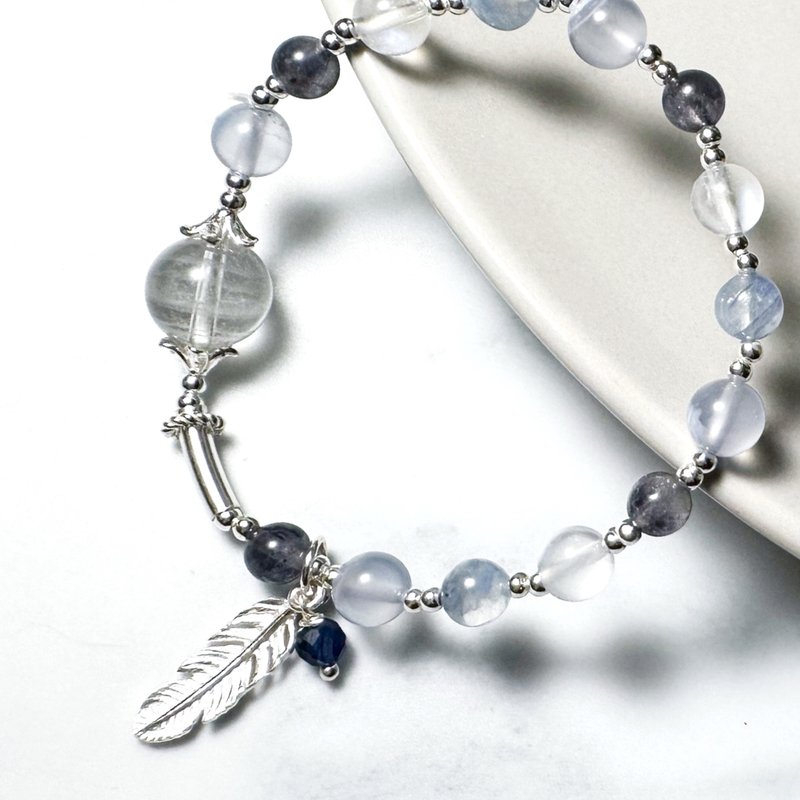 迷雾蓝海-月光石.蓝晶石.堇青石.蓝纹玛瑙设计款手链 - 手链/手环 - 水晶 蓝色