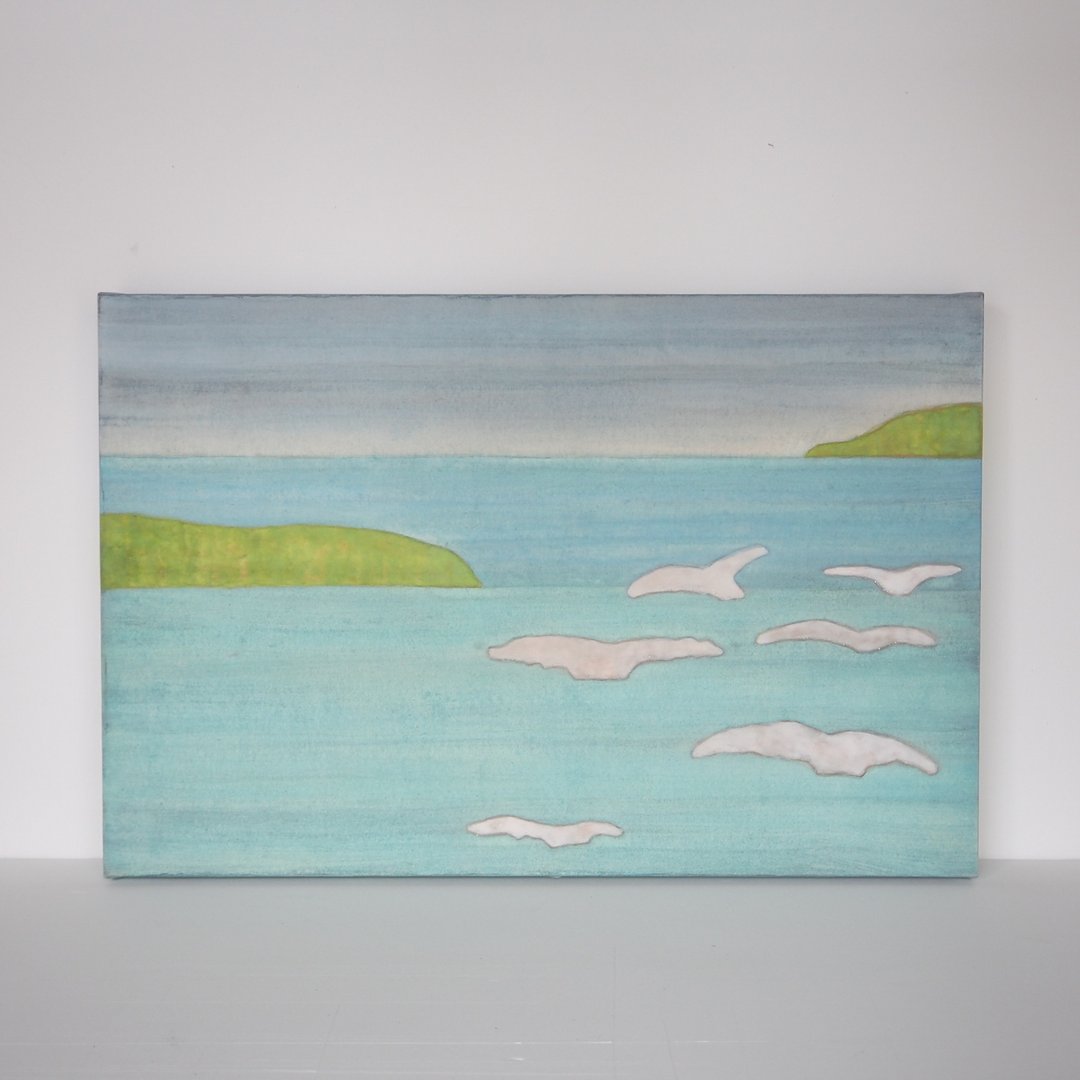 日本画【境界线】使用日本画材绘制的画作 - 海报/装饰画/版画 - 纸 