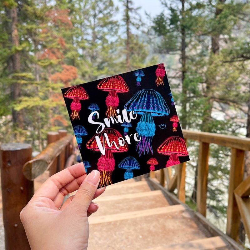 深海水母明信片 Smile More - 卡片/明信片 - 纸 多色