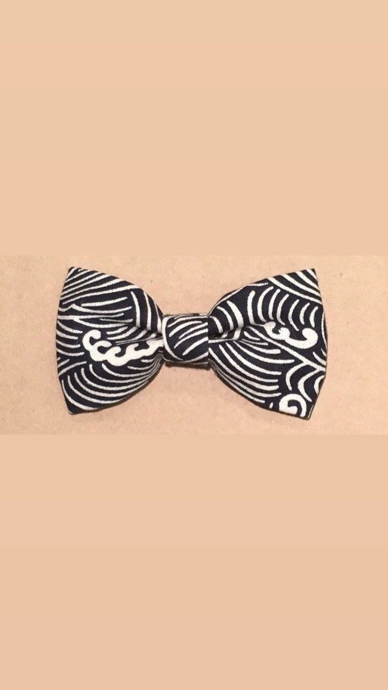 手做领结∣浮世绘海浪∣绅士∣文青∣约会配件 - 领结/领巾 - 棉．麻 蓝色