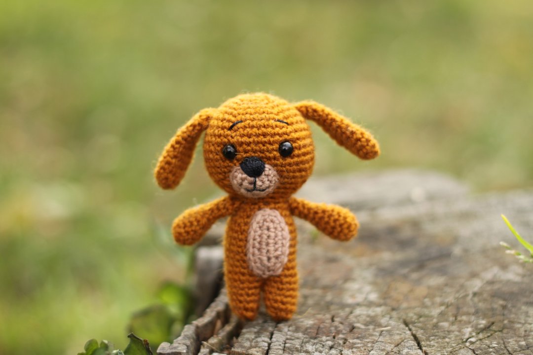 Crochet puppy, Crochet puppy Stuffed toy, puppy toy, knitted puppy - 玩具/玩偶 - 羊毛 咖啡色