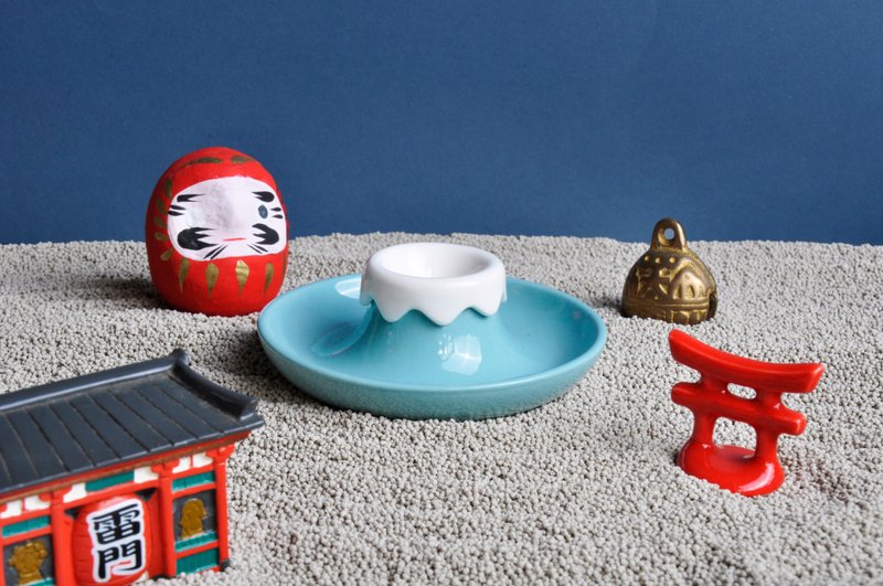 富士山酱油碟 碟子 小皿 小碟 礼物 - 浅碟/小碟子 - 陶 蓝色