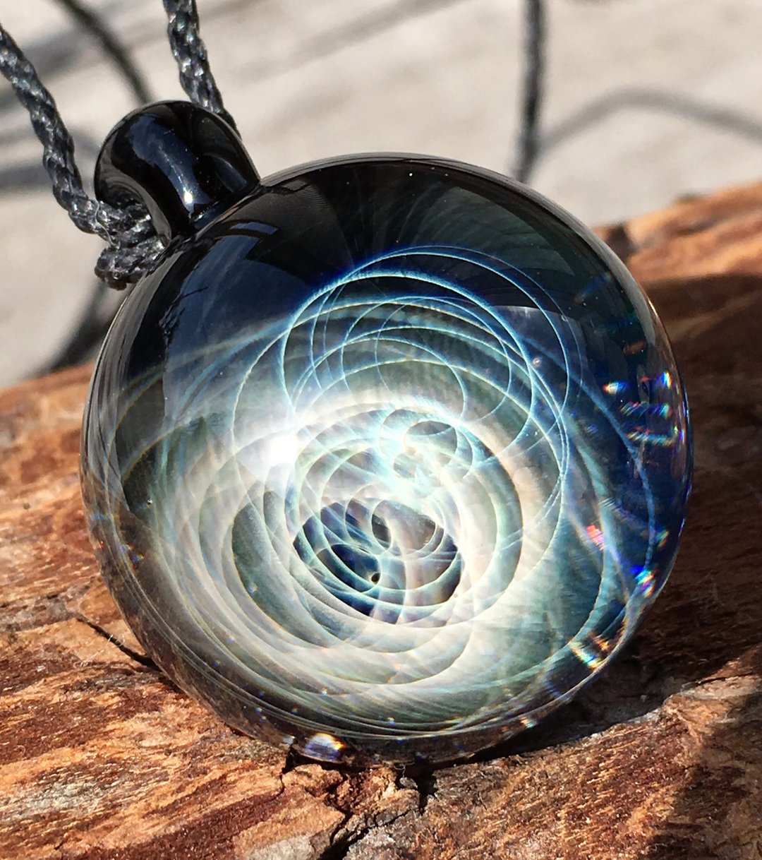 boroccus Galactic Nebula 3D Pattern Heat Resistant Glass Pendant - 项链 - 玻璃 黑色
