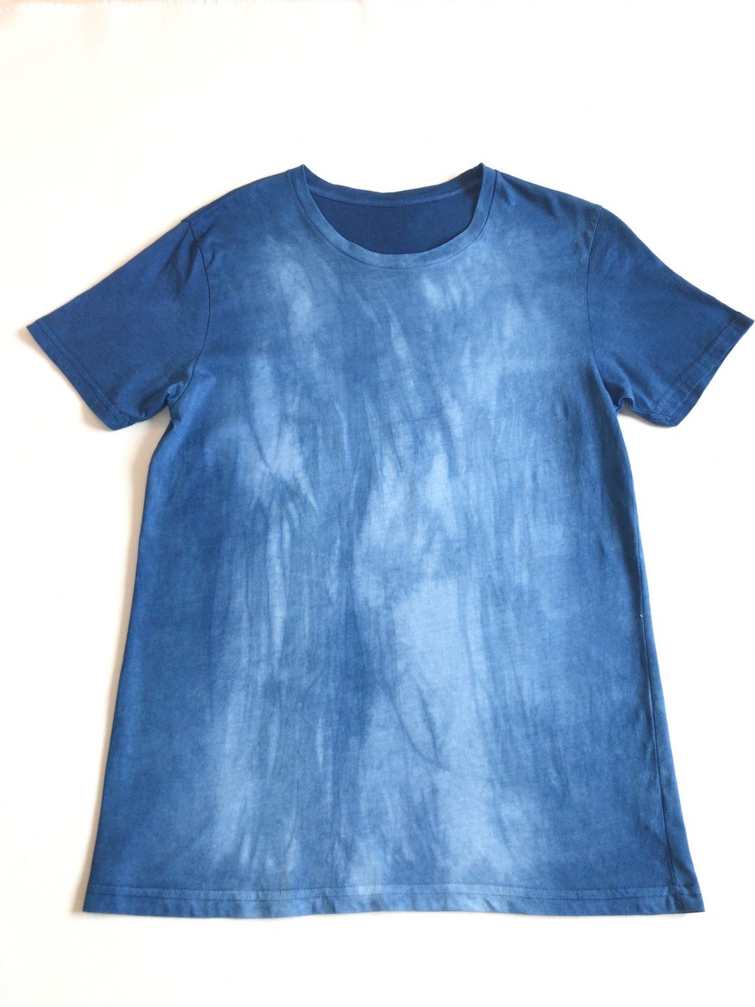 Waterfall TEE Indigo dyed indigo dye organic cotton - 中性连帽卫衣/T 恤 - 棉 蓝色