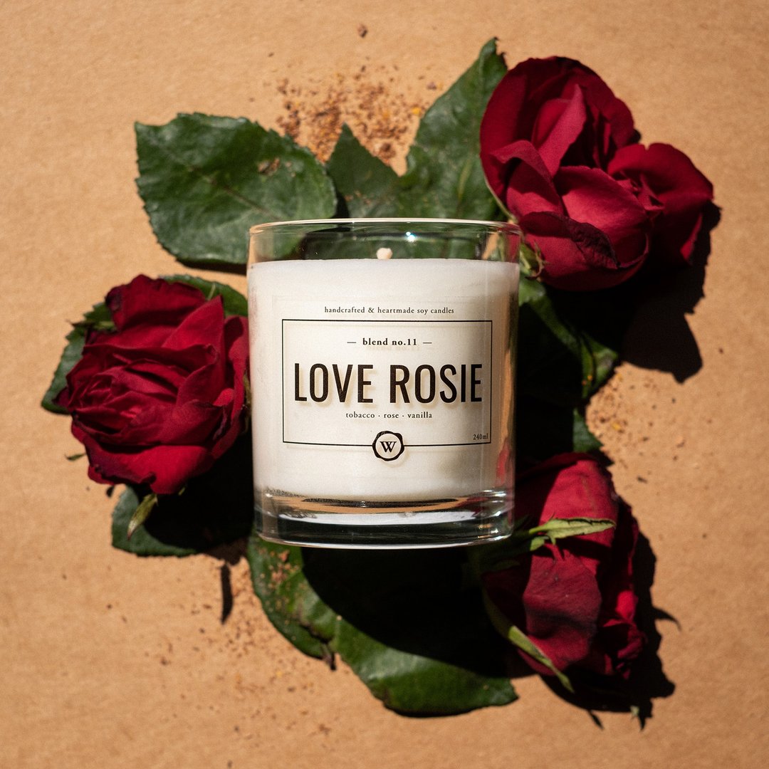 Soy Candle Love Rosie Blend Jar Series - Tobacco, Rose & Vanilla - 蜡烛/烛台 - 玻璃 透明