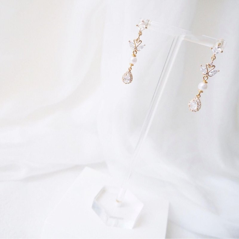 新娘耳环 新娘耳夹 生日礼物 优雅 耳环 耳夹 定制化 定制 - 耳环/耳夹 - 其他金属 白色