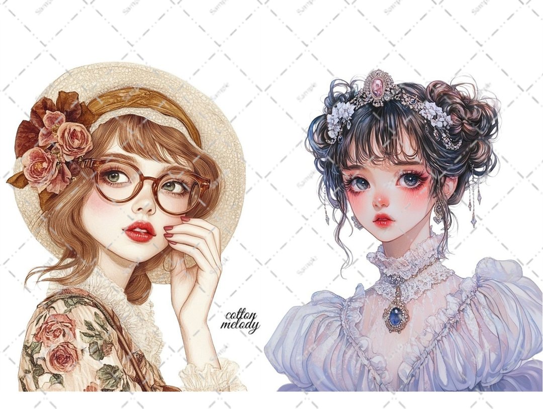 original sticker no.5819 人物贴纸 原创贴纸 人像贴纸 女孩贴纸 原创人物贴纸 - 贴纸 - 纸 