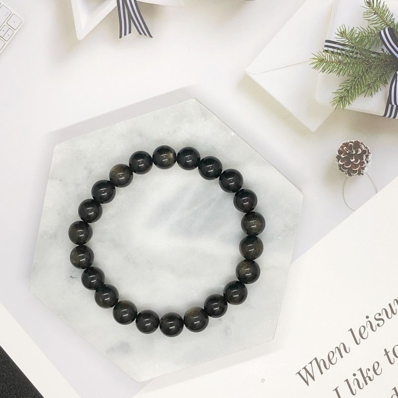金曜石 天然水晶 定制化 手链 辟邪挡煞 除病气 - 手链/手环 - 水晶 黑色