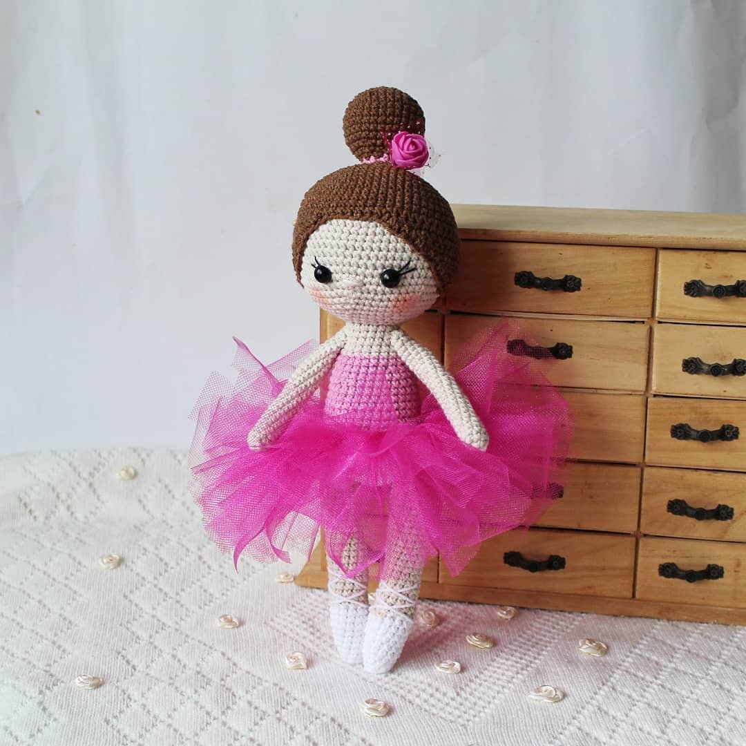 Ballerina Doll Crocheted baby dancer toy, knit ballerina, ballerina plushie doll - 玩具/玩偶 - 羊毛 粉红色