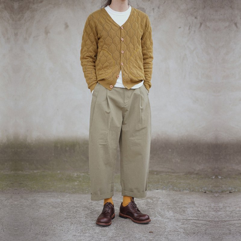 Tortoiser Pattern Lambswool Cardigan 菱格双层羊仔毛羊毛开衫 - 男装针织衫/毛衣 - 羊毛 黄色