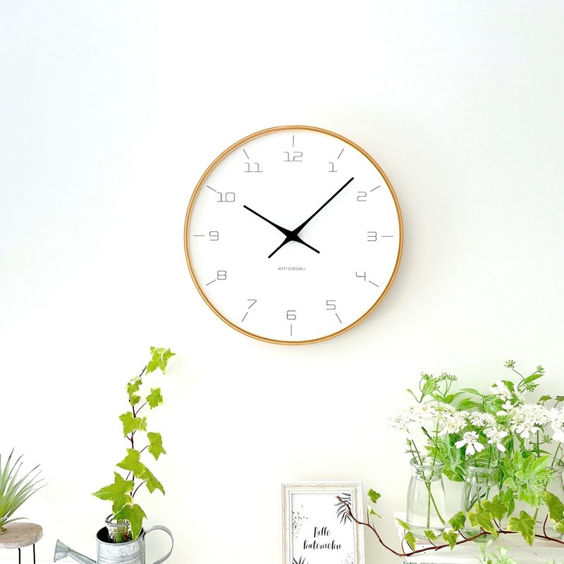 KATOMOKU plywood clock 7 自然色 (km-71NA) 挂钟 日本制 - 时钟/闹钟 - 木头 卡其色