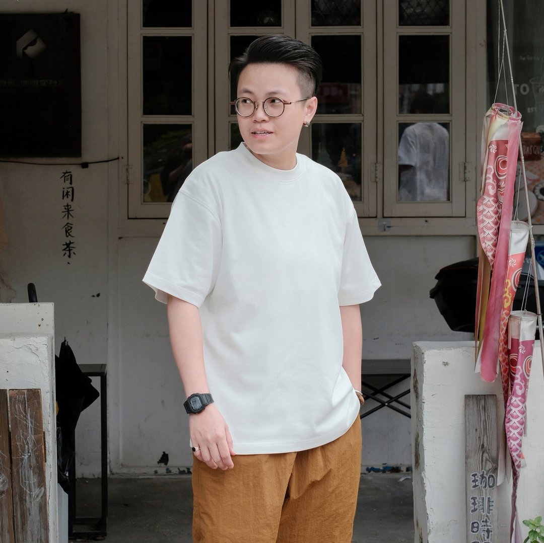 THREADESIGN 高克重295G重磅纯色基础简约纯棉休闲圆领短袖T恤 - 男装上衣/T 恤 - 棉 白色