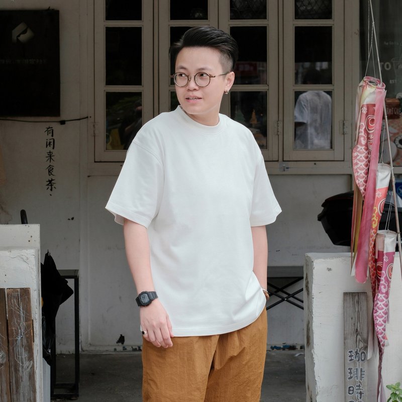 THREADESIGN 高克重295G重磅纯色基础简约纯棉休闲圆领短袖T恤 - 男装上衣/T 恤 - 棉．麻 白色