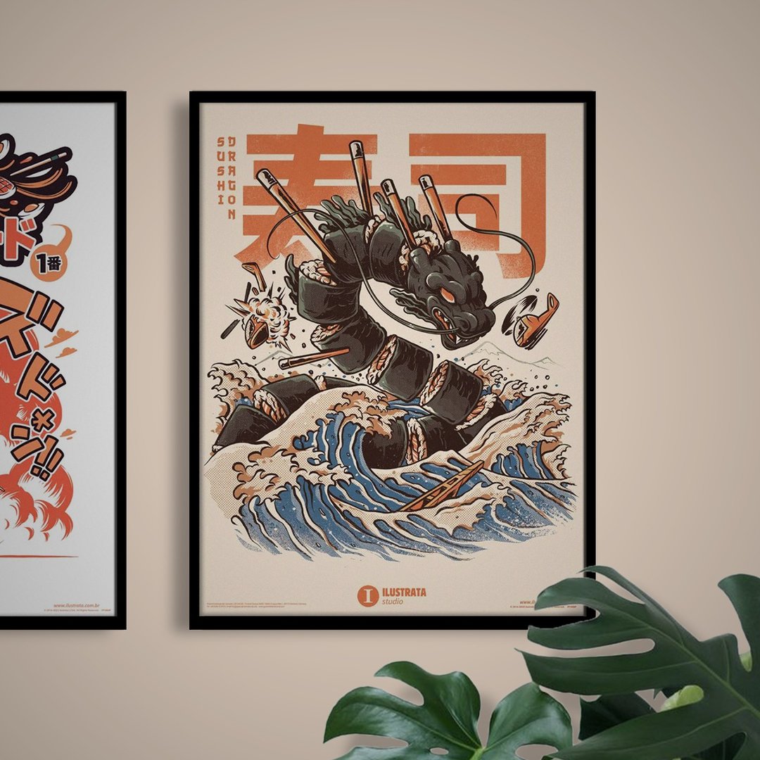 【Ilustrata】寿司龙 SUSHI DRAGON 30*40复制画(含框) - 海报/装饰画/版画 - 其他材质 多色