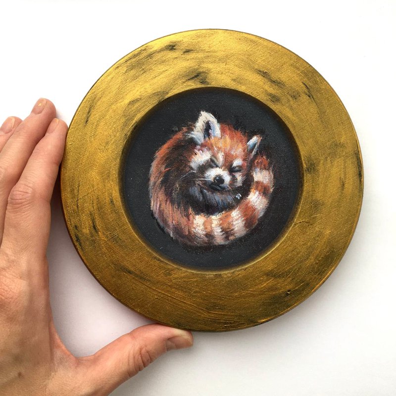 框架绘画仿古风格狐狸 (狐狸) 古典风格 Fox Panda - 墙贴/壁贴 - 其他材质 粉红色