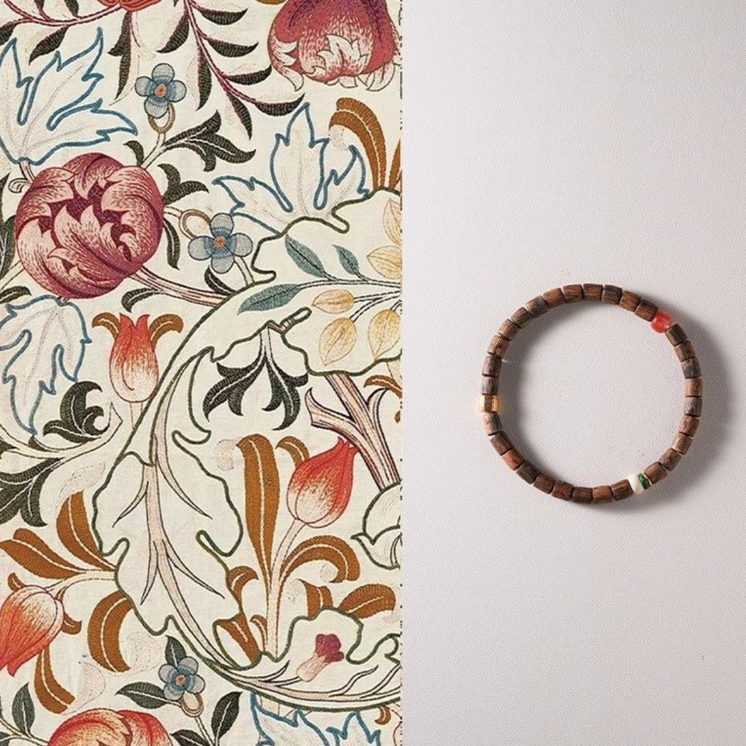 原创旧时叙天然奇楠沉香猛犸干青南红开运手串女款盘玩木质手链 - 手链/手环 - 玉石 咖啡色