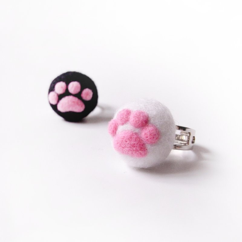 白肉猫掌   羊毛毡 手作 宠物系列 - 戒指 - 羊毛 